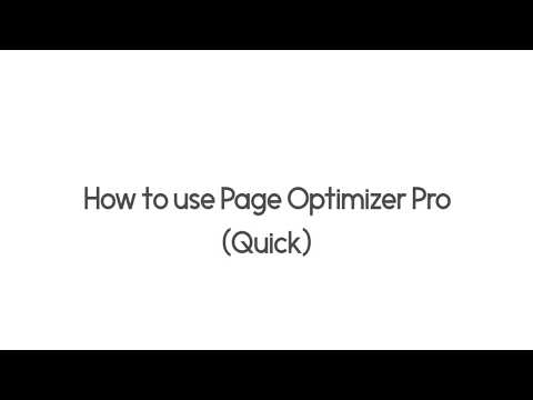 How to use Page Optimizer Pro