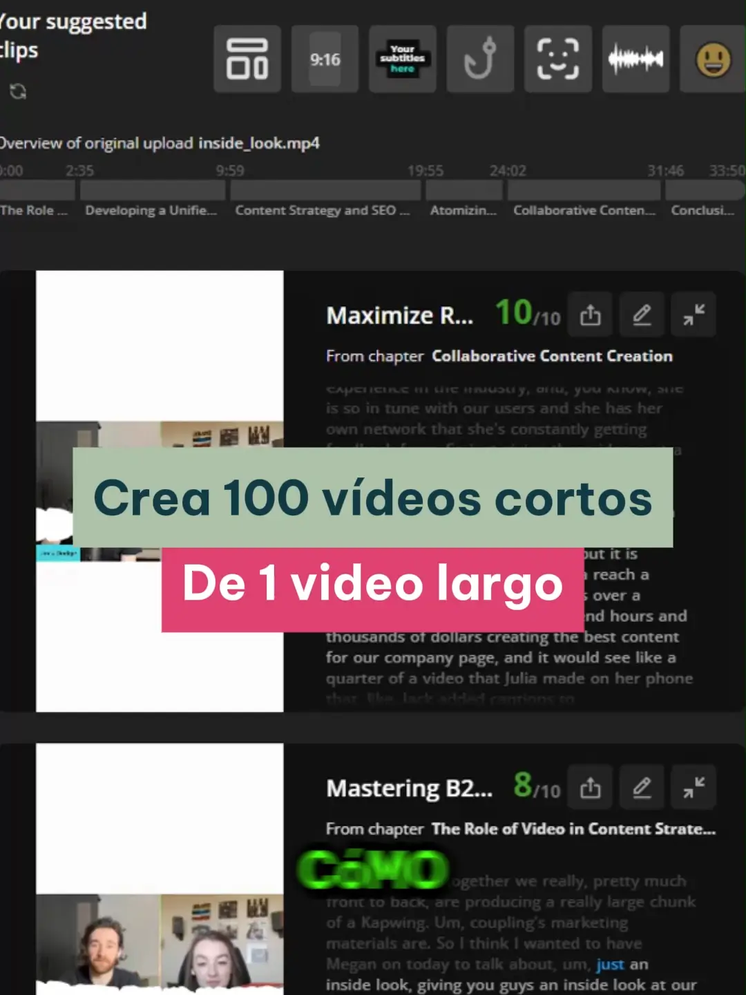 IA crear video corto a partir de un video largo en segundos